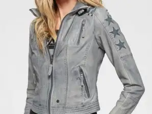KangaROOS Women's Genuine Leather Jacket (A-Stock) • grey • ONLY 19 € • (RRP: 199,99€)