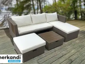 Garden & Leisure 9 pcs. Lounge set with table and cushions, A-WARE