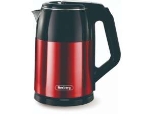 Electric kettle, 1500W, 1.8L, Rosberg stainless steel, automatic shutdown, hermetic lid, silver