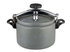 Pressure cooker, 5 liters, 60 KPA, premium aluminium, marbled indoor-outdoor, induction, Bohmann