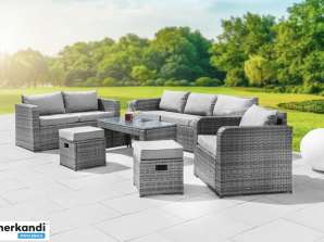 Garden & Leisure Lounge Set with Stool 6 Pieces incl. Seat and Back Cushions,