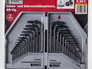 NY! Kraft Tools Allen & Star Wrench Set 28 stk. A-WARE