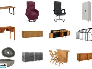 Lote de 603 productos surtidos: Muebles, bricolaje, electrodomésticos, juguetes de Vida XL