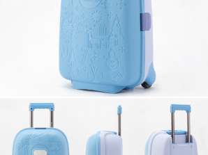 Children's travel suitcase on wheels, carry-on luggage blue