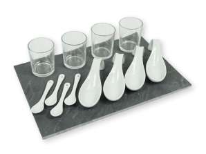 13-piece Amuse set with serving tray and amuse spoons
