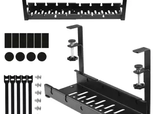 Cable organizer under the table top, adjustable shelf for cables, desk strip, alu