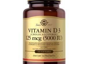 Solgar-vitamín D3 (cholekalciferol) 125 mcg (5 000 IU) Mäkké gély