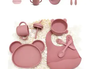 Conjunto de silicone para bebês crianças 6 peças - rosa