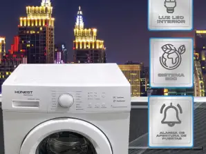 115 stuks nieuwe wasmachines 8 kg, witte kleur, 220 V, voorlader, efficiëntie A++(E)