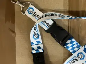 375 pcs. Schlemmer lanyard Bavarian, lanyard, symbolic ribbon with carabiner, company strap, lace-up strap, length 52 cm, white and blue, 25 pcs. per pac