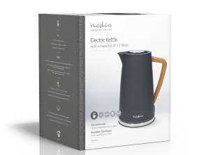 Nedis Electric Kettle, 1.7 L, Soft to the Touch, Colour: Grey