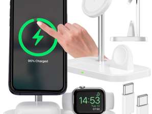 Chargeur à induction Qi Mag Safe 15W pour iPhone, Apple Watch, AirPods 3en1