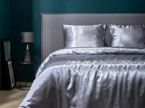 Fresh & Co grey satin hotel komplekto antklodžių užvalkalai - 200x220cm