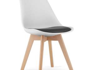 stol hvit og svart / naturlige ben x 4