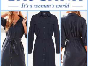 020108 φορέματα πουκάμισο για γυναίκες από Lascana. Ένα μοντέλο σε σκούρο μπλε χρώμα