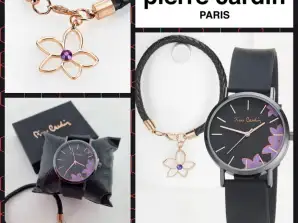 080037 relógio feminino com bracelete de Pierre Cardin, fabricado numa elegante combinação de cores de preto e roxo