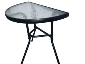 Glass coffee table for balcony patio terrace semicircular black