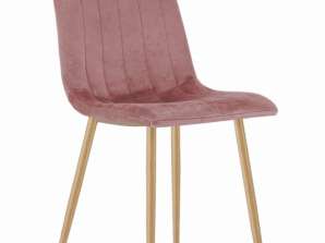 LAVA chair - pink velvet / wood color legs x 4