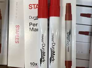 54 упаковки по 10 шт. Перманентные маркерные маркеры Staples Водостойкий красный, остаточный розничный
