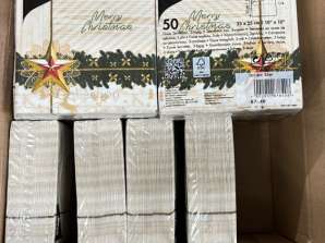 48 iepakojumi ar 50 PAPSTAR audu salvetēm Ziemassvētku 3-kārtīgi 25x25cm, mazumtirdzniecības atlikumi