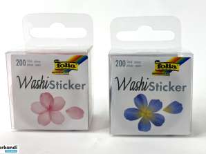 of 6 folia washi stickers, floral motif, self-adhesive, craft supplies wholesale, for resellers, A-stock