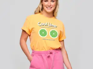 Sárga francia rendellenesség mosott Cool Lime pólók nőknek