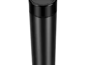 PR-2206 Bouteille thermos en acier inoxydable 500 ml avec thermomètre et filtre à thé - Noir