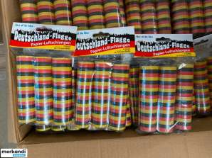 275 Packs of 3 Out of the blue Paper Streamers Black-Red-Yellow Germany Flag, Wholesale Remnants