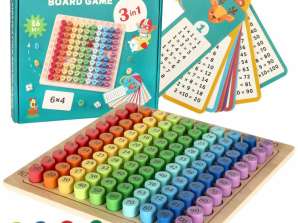 Образователна играчка таблица за умножение дървени цветни кръгове
