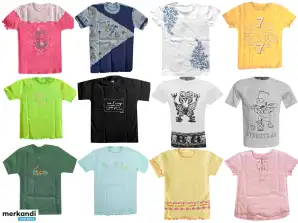 T-SHIRTS VOOR KINDEREN T-SHIRT BLOUSES KORTE MOUWEN MIX VAN PATRONEN EN KOLORÓW92 - 152