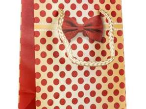 Torba prezentowa BOWE TIE  czerwona  11 x 14 x 6 cm   wytworna torba upominkowa z tkaninowym uchwytem