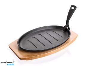 Cast iron frying pan with wooden board Grada 27x17.5cm
