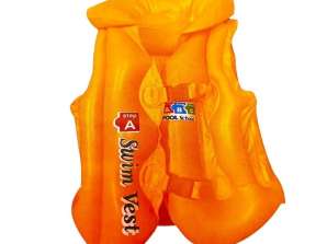 Oppblåsbar svømmevest for barn, 3-6 år, PVC, oransje