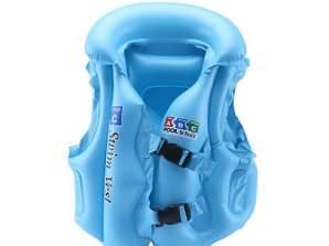 Детска надуваема жилетка за плуване, 3-6 години, PVC, синя
