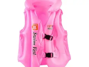 Uppblåsbar badväst för barn, 3-6 år, PVC, Rosa