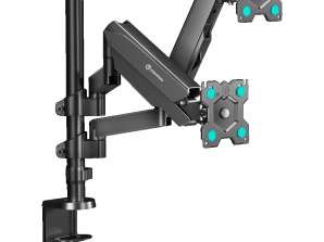 Suport de birou ONKRON pentru două monitoare 13 - 32 inch, până la 8 kg pe braț, suport dual monitor 2 monitoare verticale 75x75 - 100x100 VESA, paranteze