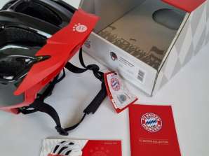 Radsporthelme des FC Bayern München.Farben: rot, schwarz, weiß (2 Modelle)