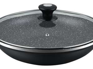 32cm Wok with Marble Non-Stick Coating and Glass Lid