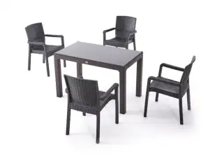 Dining set of 5 pieces outdoor polypopylene