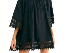 BQ49A BEACH TUNIC PAREO CAPE BLAC