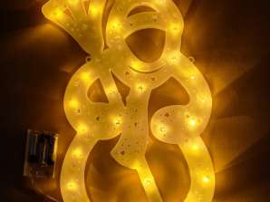 LED DECORATION BONHOMME DE NEIGE À PILES BLANC CHAUD XXL 42CM