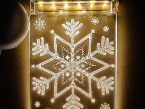 3D-FARGET GLASS LED HENGENDE JULELYS SNOWFLAKE BATTERIDREVET