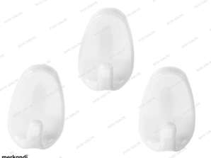 Haceka Uno Self-Adhesive Wall Hooks - Glossy White 3 PCS