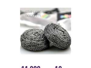 Set of 6 stainless steel sponges 120g - Sale by the pallet only to professionals