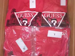 Stock of Guess men's T-shirts. Mix of patterns and colors, sizes from S to XXL