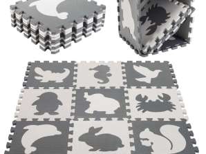 Pädagogisches Schaumstoffmatten-Puzzle schwarz 85 x 85 x 1 cm 9-teilig