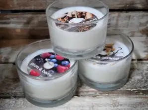 Biele prírodné voskové vonné sviečky - mix troch vôní