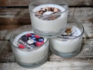 White nature wax scented candles - mix of three scents