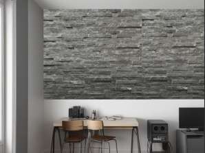 Revestimento de parede de azulejos de pedra Pietra Black 15x60 Pedra Natural