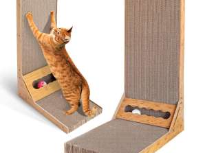 KARTONA kaķu skrāpētājs LIELS LAIR viļņu skrāpēšanas paklājs + bumba 60cm
